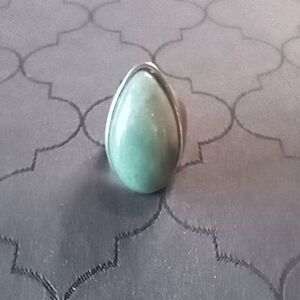 Elegant Silver and Blue-Green Teardrop Ring